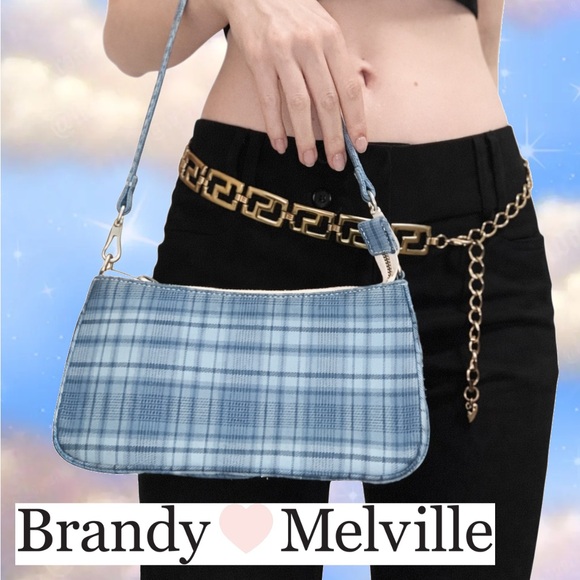 Brandy Melville Handbags - 💙 Brandy Melville Blue Plaid Mini Shoulder Bag